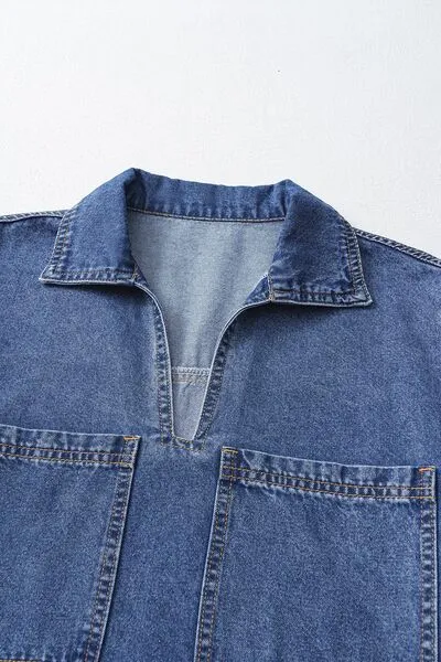 Patched Pocket Denim Mini Dress