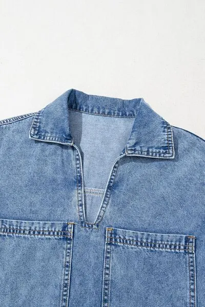 Patched Pocket Denim Mini Dress