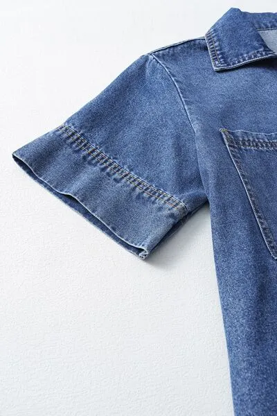Patched Pocket Denim Mini Dress