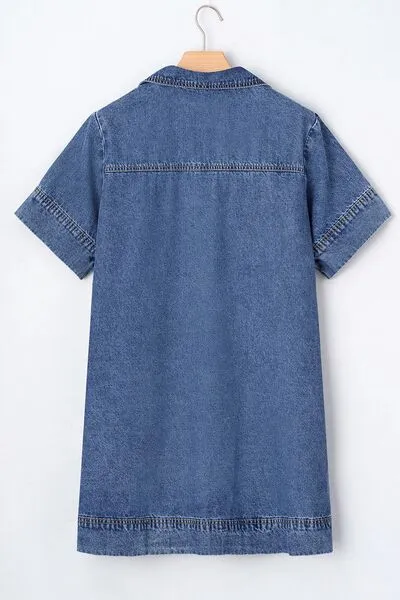 Patched Pocket Denim Mini Dress