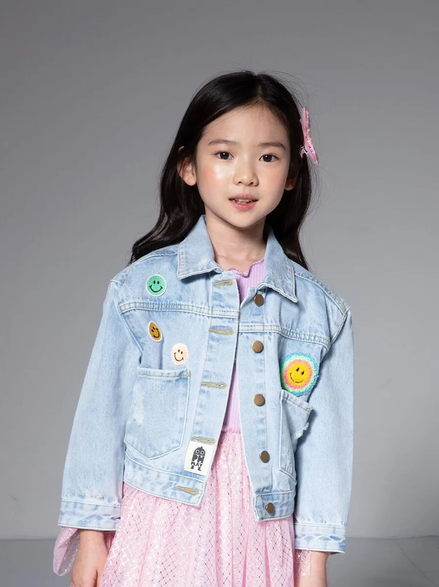 PH Play by Petite Hailey Patched Denim Jacket - Multi Smile