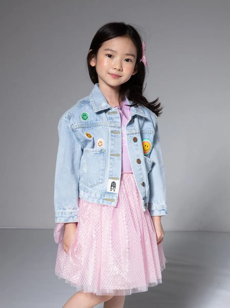 PH Play by Petite Hailey Patched Denim Jacket - Multi Smile
