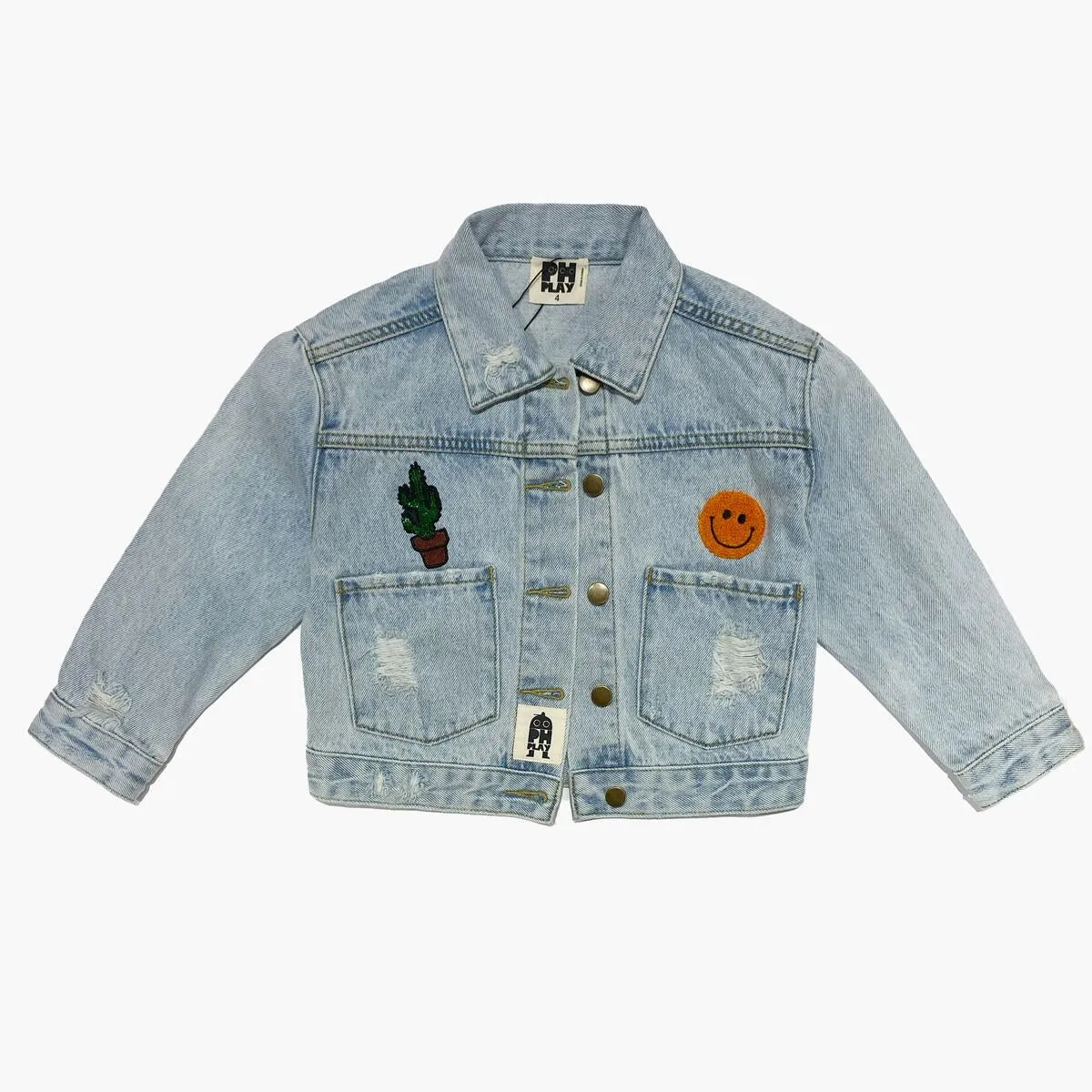 PH Play by Petite Hailey Patched Denim Jacket - Rainbow