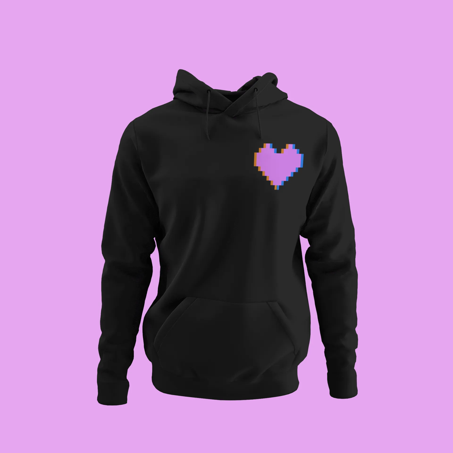 Pixel Heart (Neon Pink) -  Heavy Blend Hooded Sweatshirt
