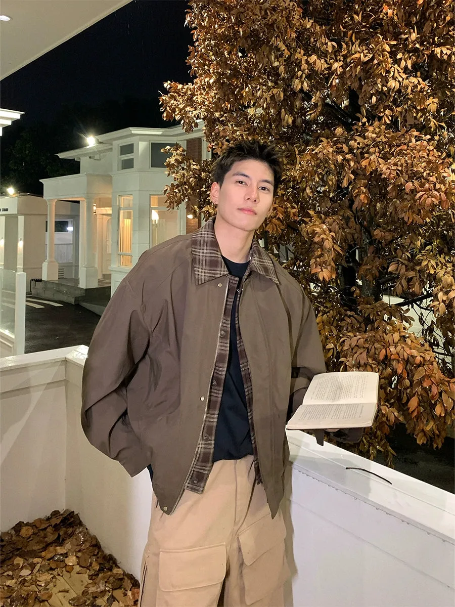 Plaid Lapel Loose Fit Jacket