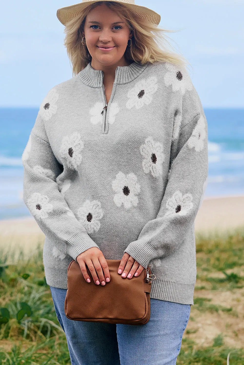 Plus Size Embroidered Floral Sweater