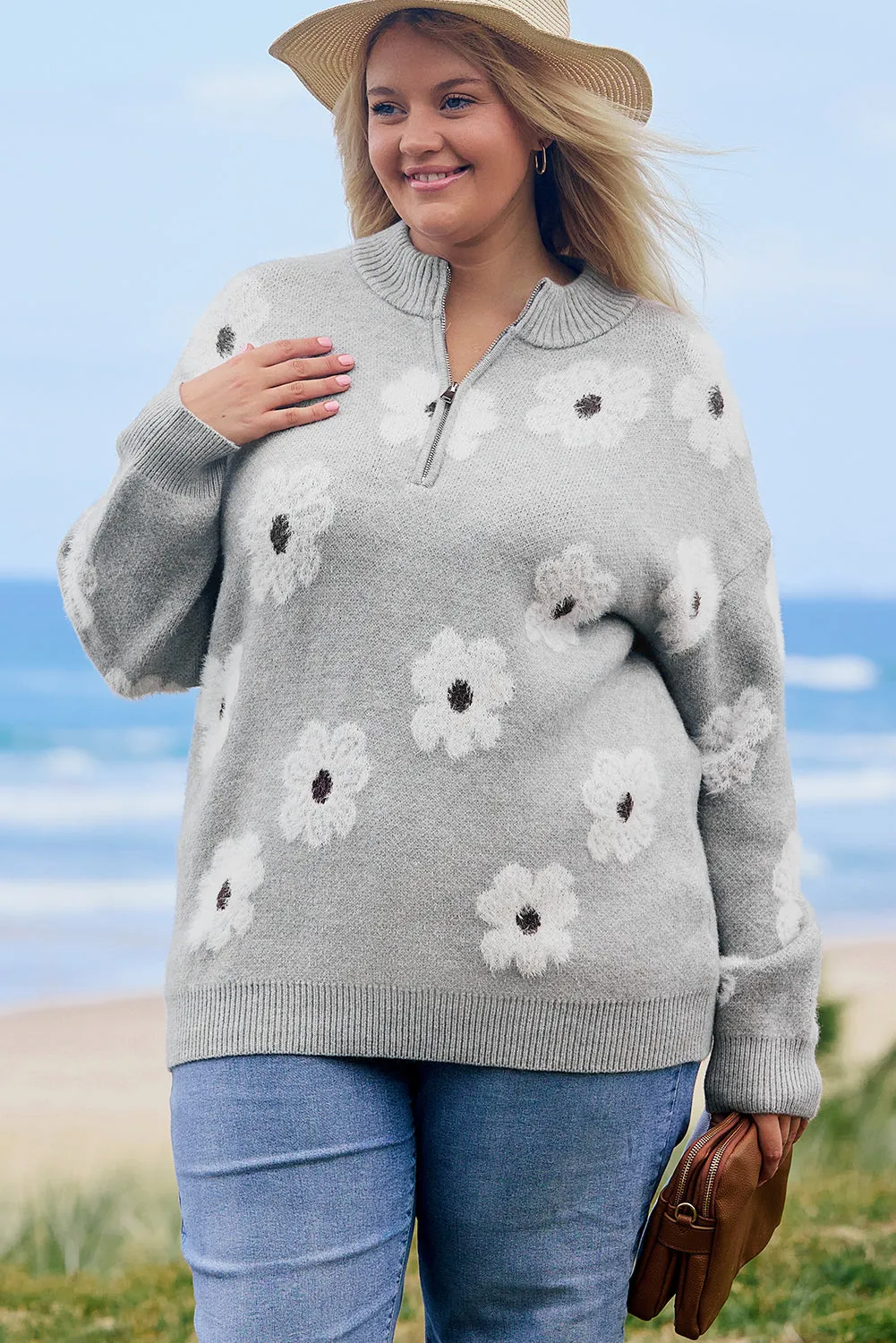 Plus Size Embroidered Floral Sweater