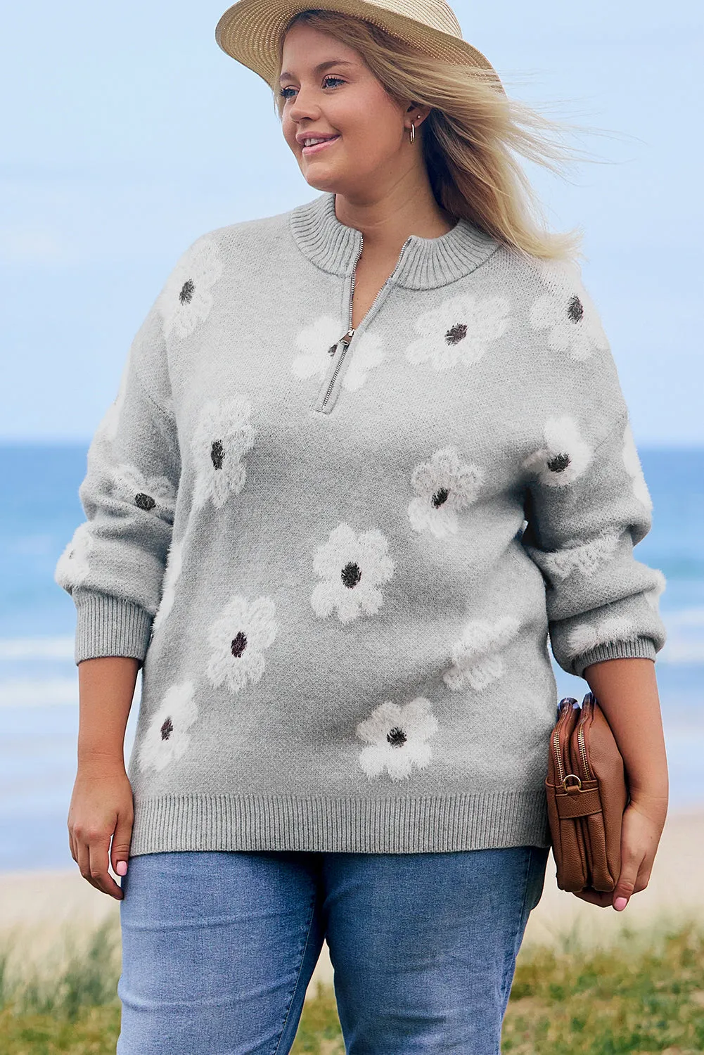Plus Size Embroidered Floral Sweater