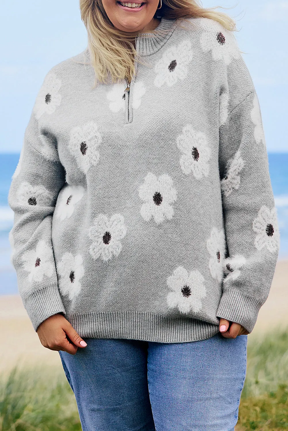 Plus Size Embroidered Floral Sweater
