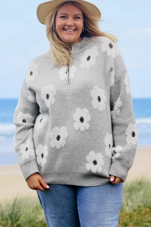 Plus Size Embroidered Floral Sweater