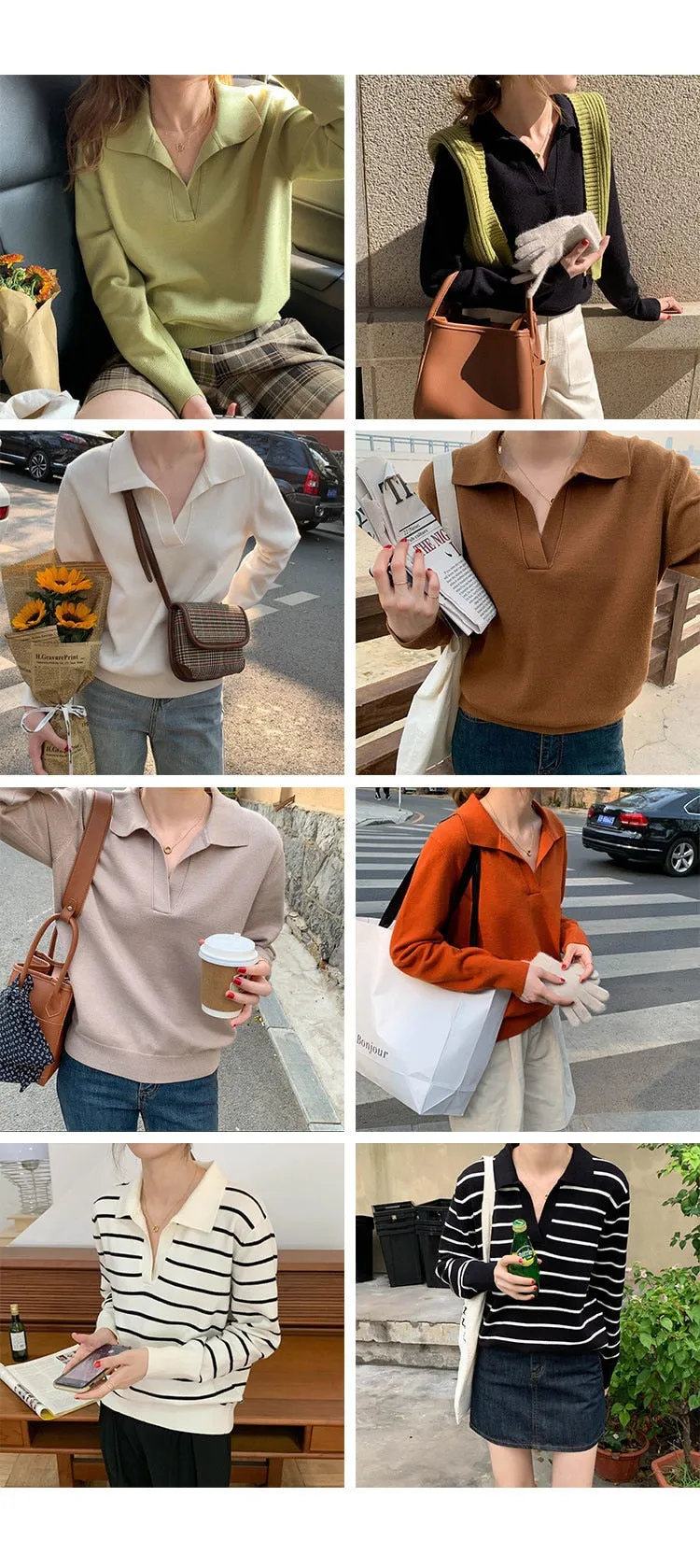 Polo's Neck Long Sleeve Women's Jumper Shirt