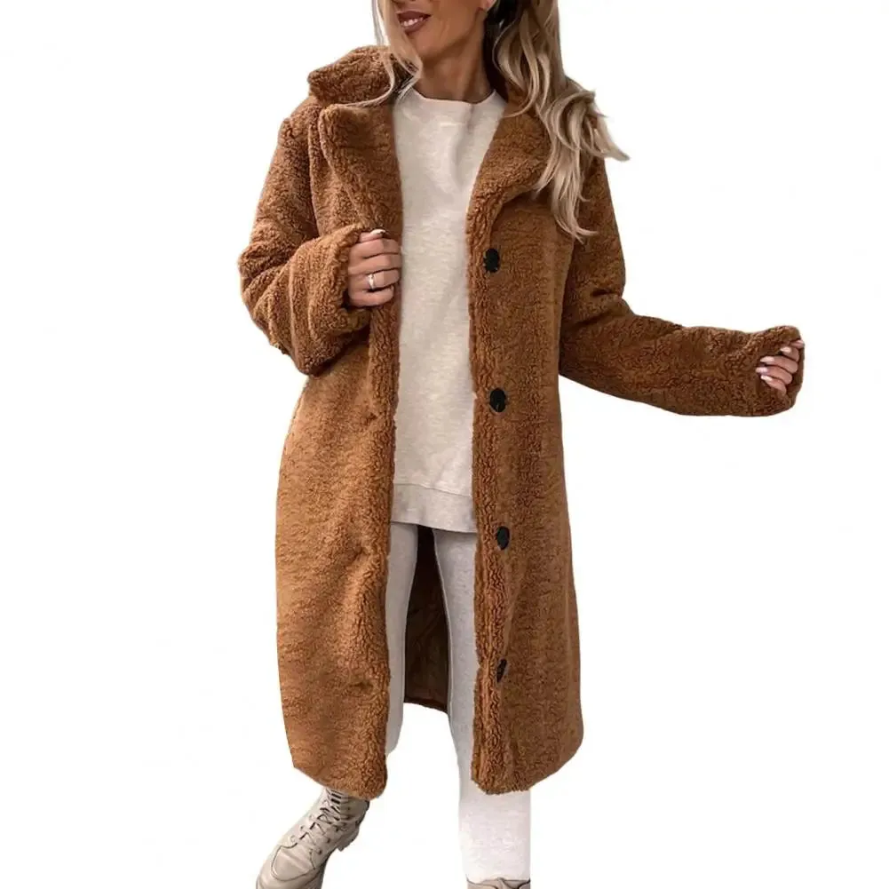 Popular  Women Teddy Jacket Super Soft Coldproof Single-breasted Trench Coat Plush Autumn Winter Women Outwear for Travel