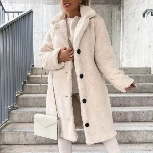 Popular  Women Teddy Jacket Super Soft Coldproof Single-breasted Trench Coat Plush Autumn Winter Women Outwear for Travel