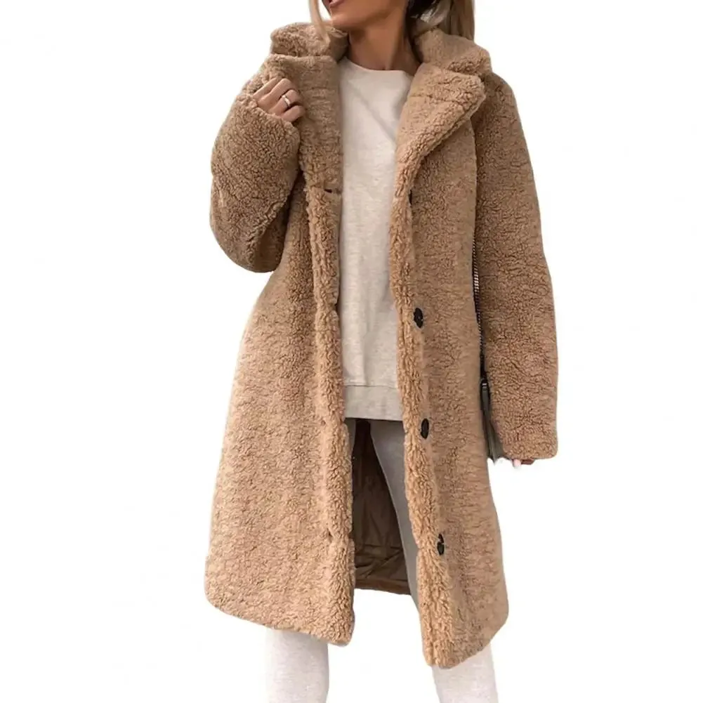 Popular  Women Teddy Jacket Super Soft Coldproof Single-breasted Trench Coat Plush Autumn Winter Women Outwear for Travel