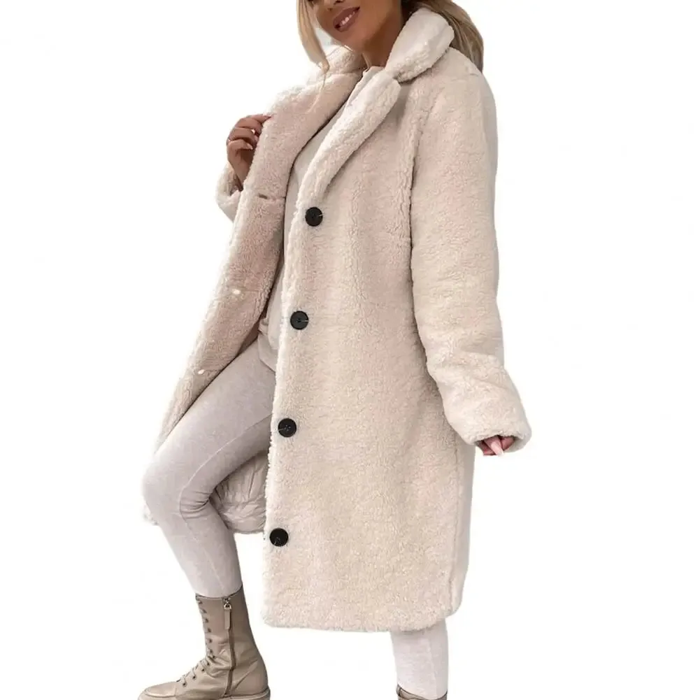 Popular  Women Teddy Jacket Super Soft Coldproof Single-breasted Trench Coat Plush Autumn Winter Women Outwear for Travel
