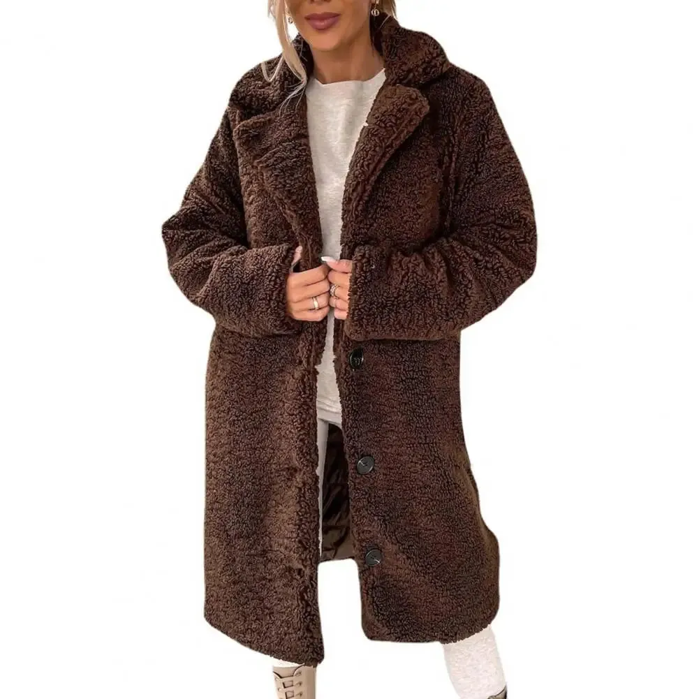 Popular  Women Teddy Jacket Super Soft Coldproof Single-breasted Trench Coat Plush Autumn Winter Women Outwear for Travel
