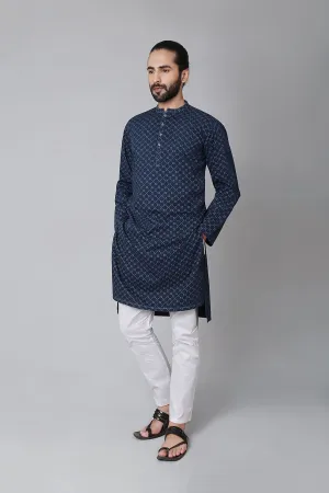 Printed Denim Kurta