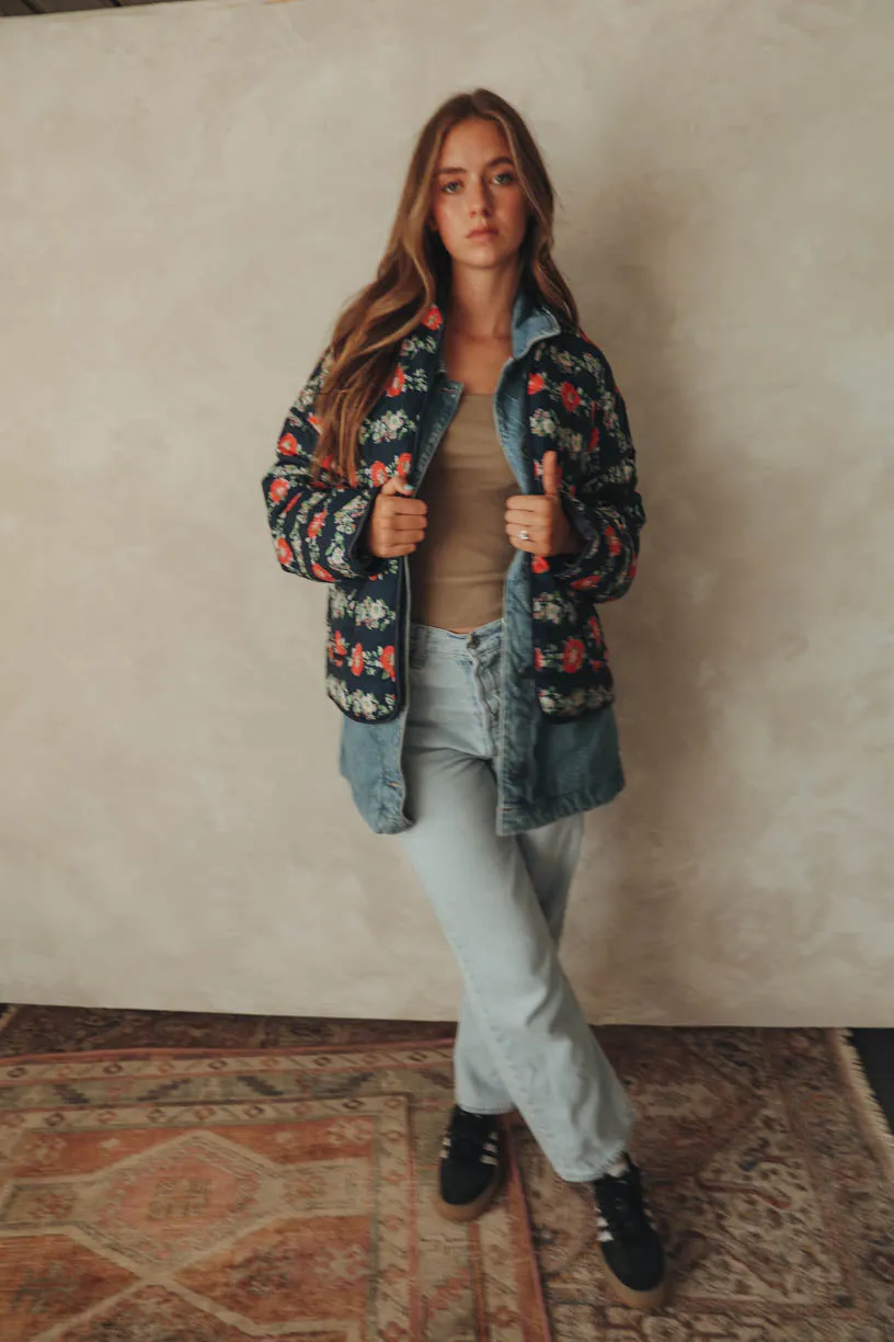 RAE: Penelope Quilted Jacket in Printed Dark Floral