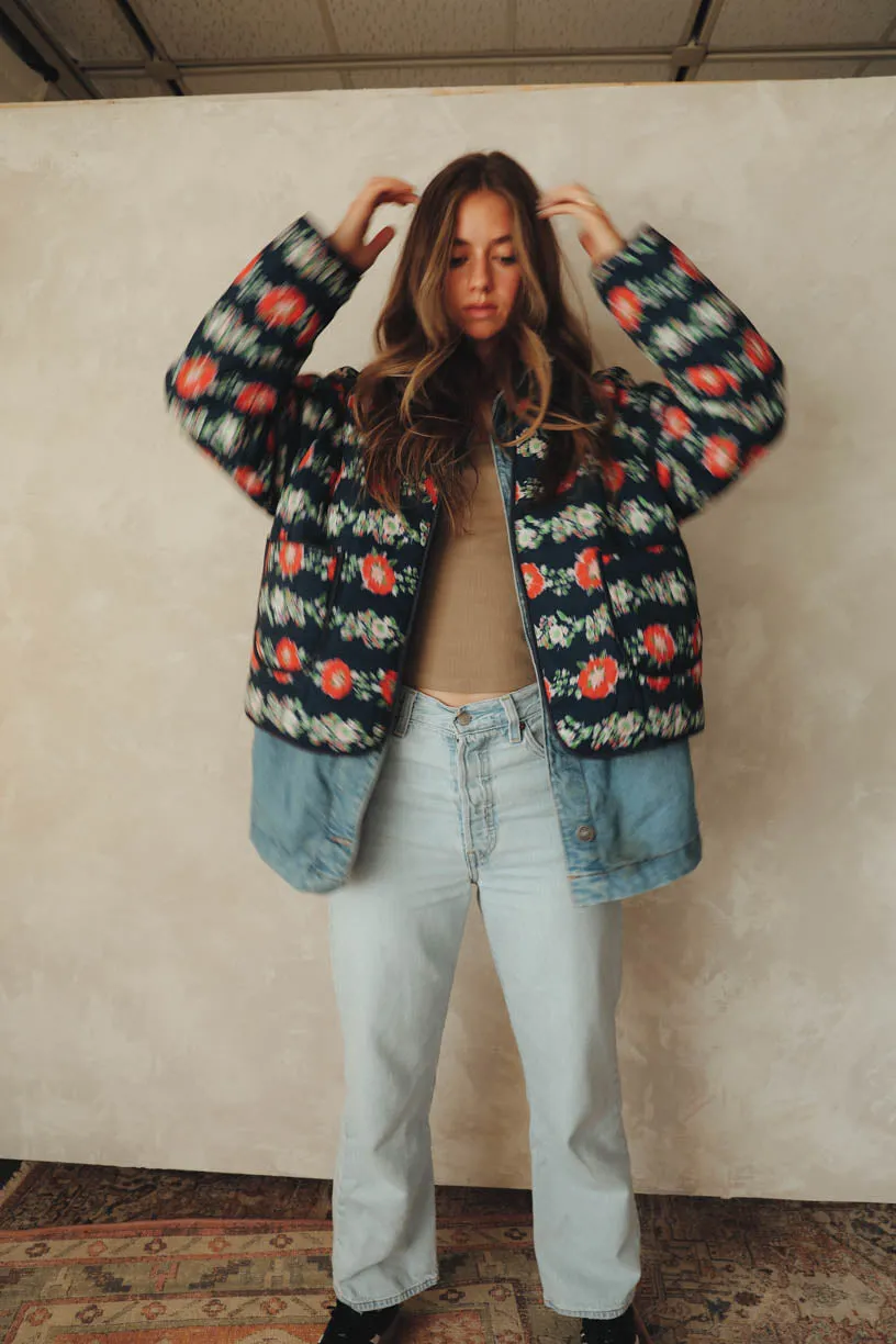 RAE: Penelope Quilted Jacket in Printed Dark Floral