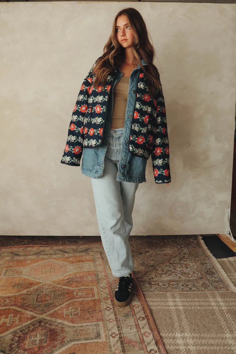 RAE: Penelope Quilted Jacket in Printed Dark Floral
