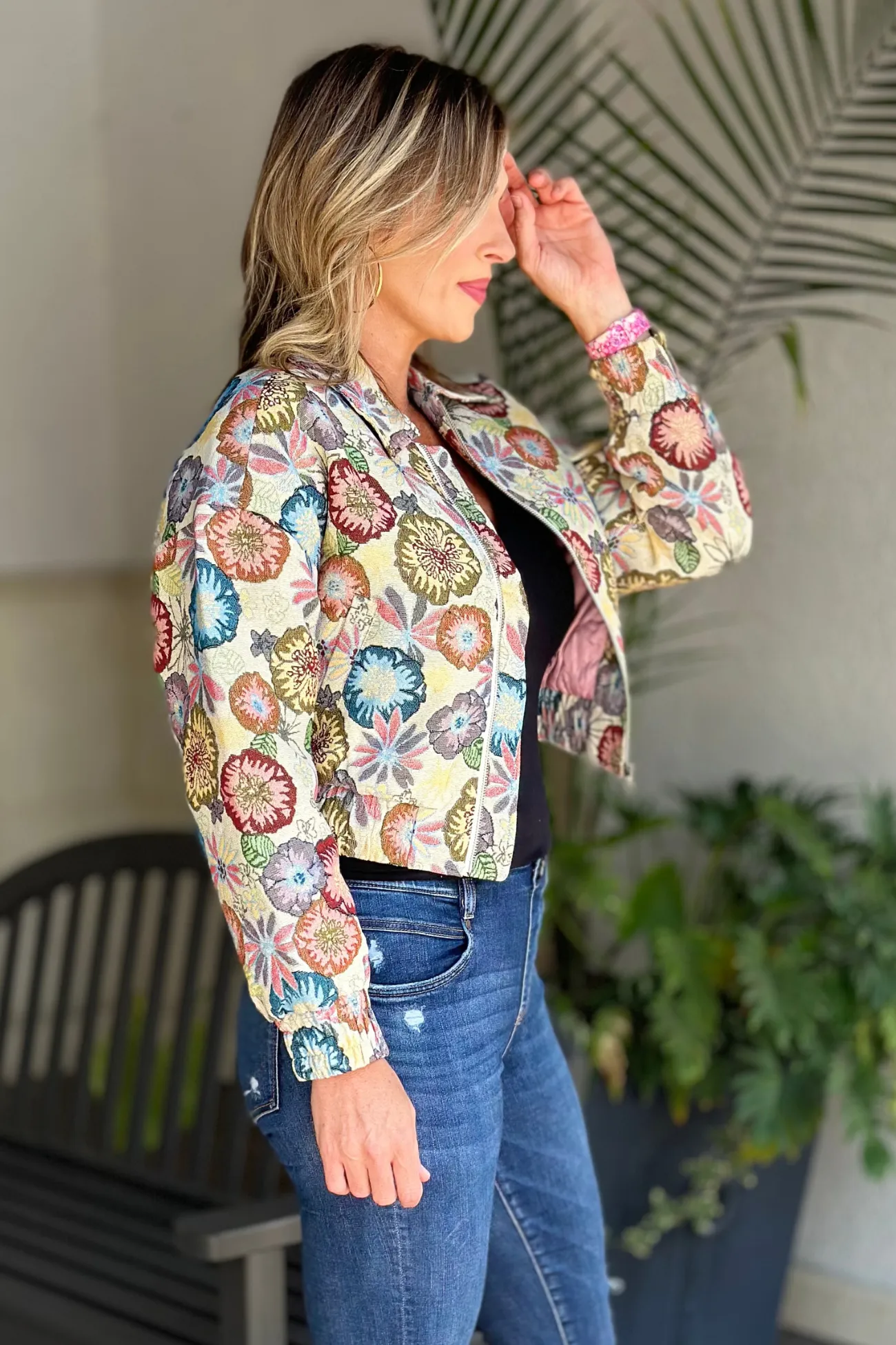 Retro Floral Printed Long Sleeve Jacket
