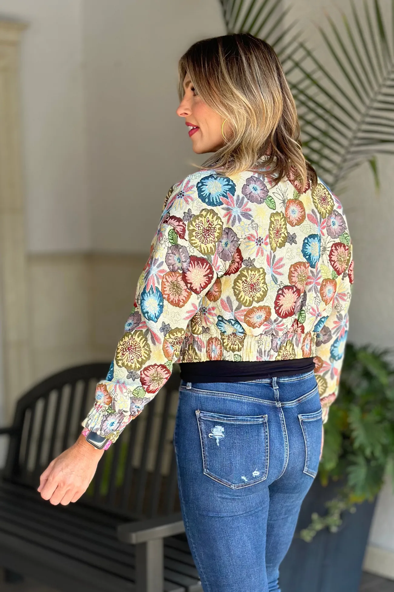 Retro Floral Printed Long Sleeve Jacket
