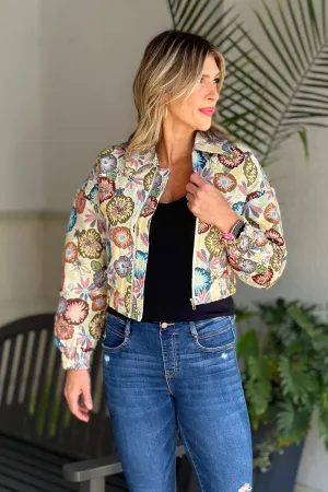Retro Floral Printed Long Sleeve Jacket