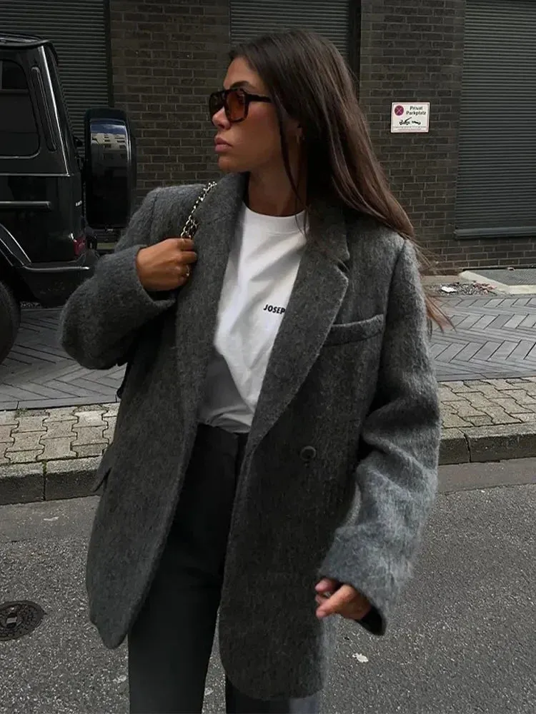 Retro Wool Button Turn-Down Overcoat