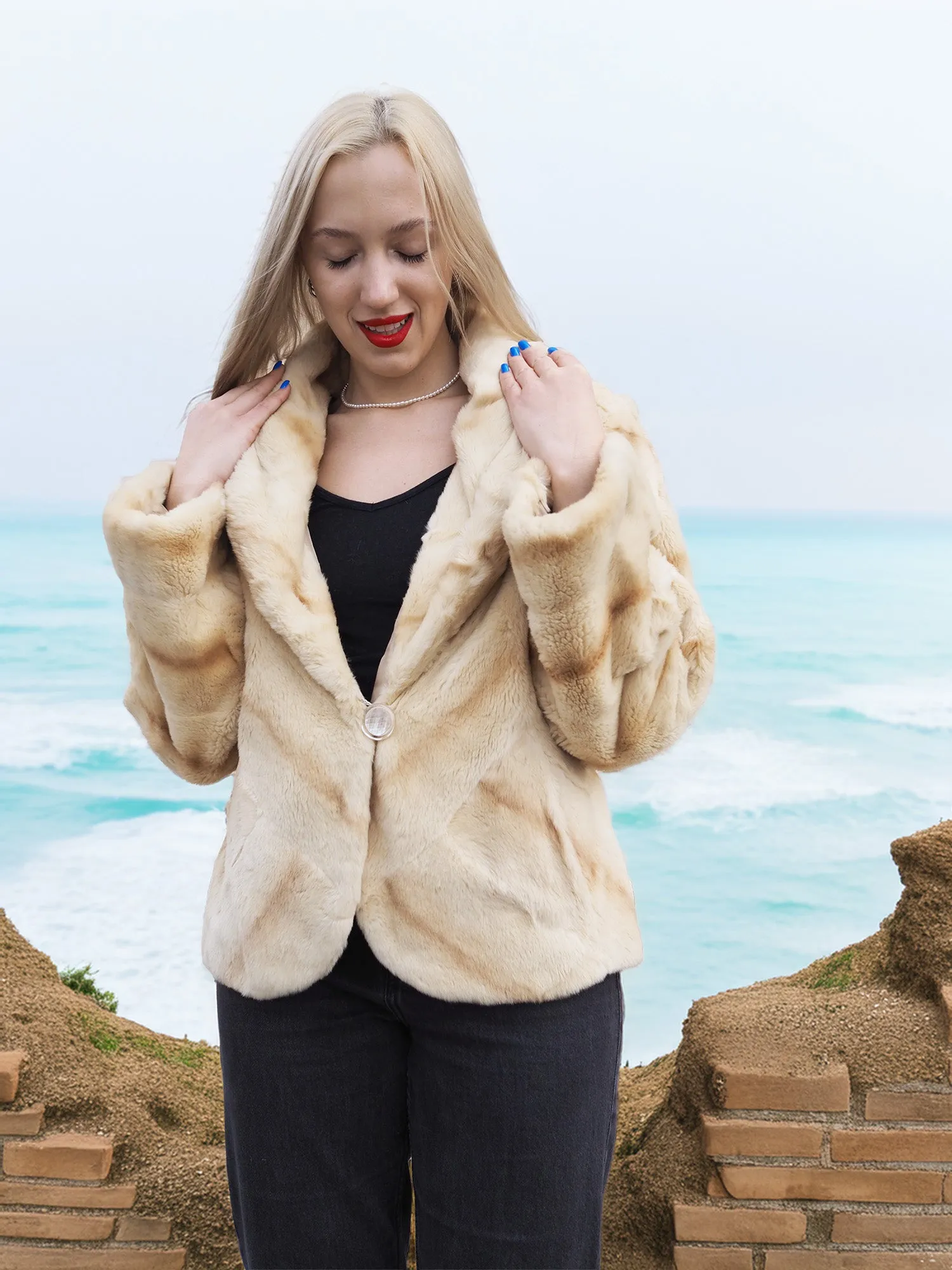 Reversible Versatile Sheared Mink Fur Jacket Coat S