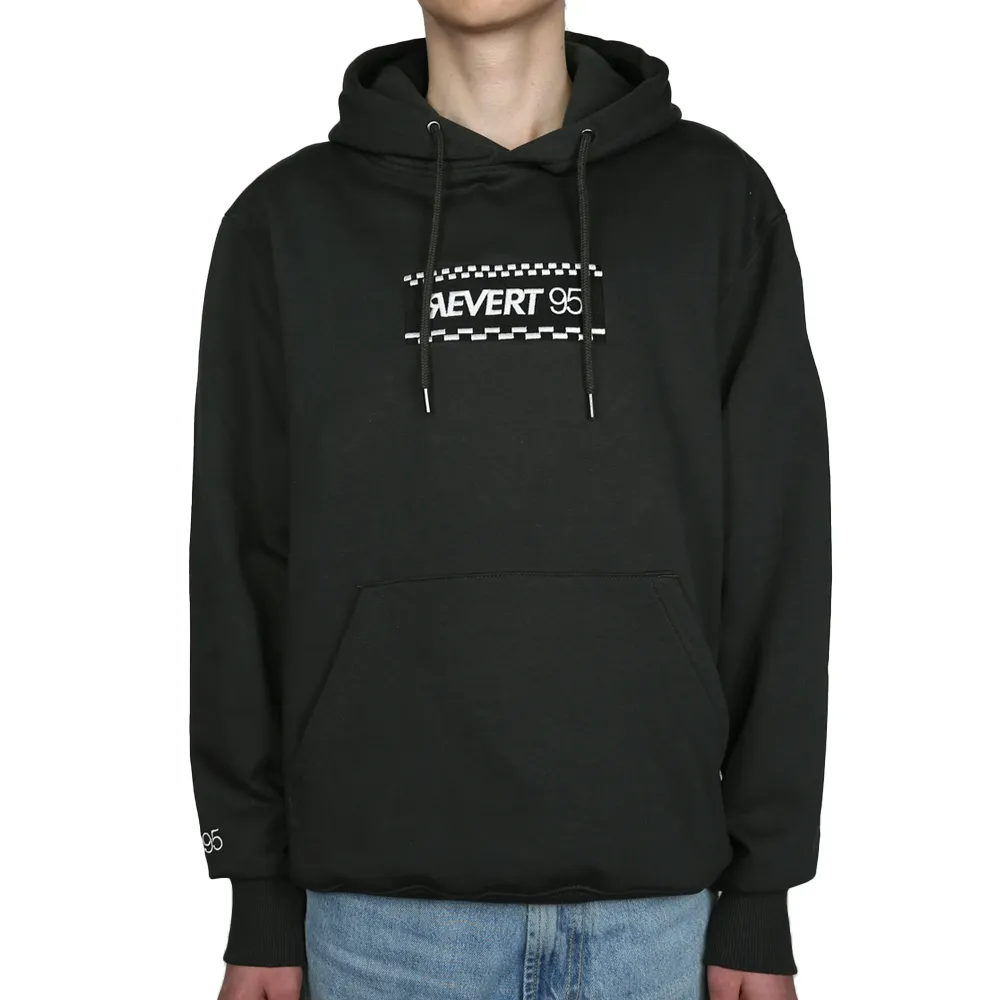 Revert 95 Checkerboard Box Logo Hoodie Ash Black