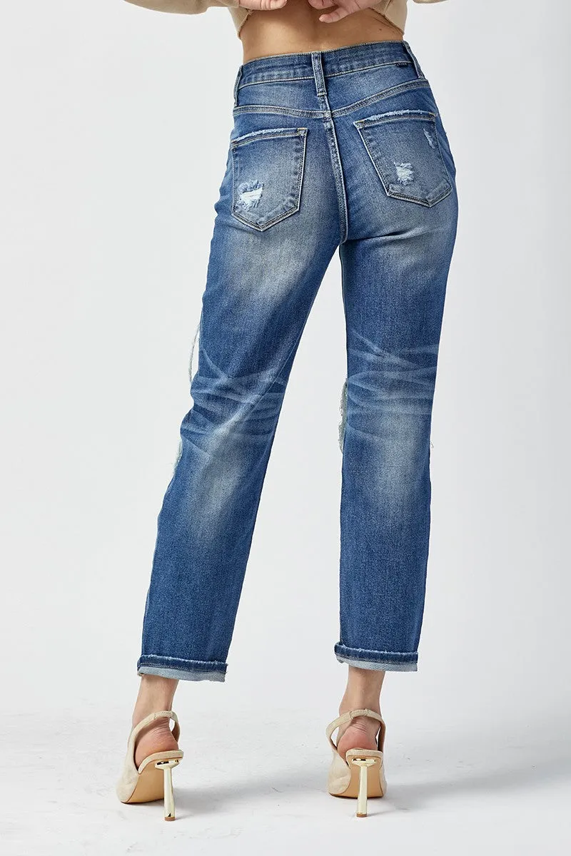 RISEN Straight Patch Jeans