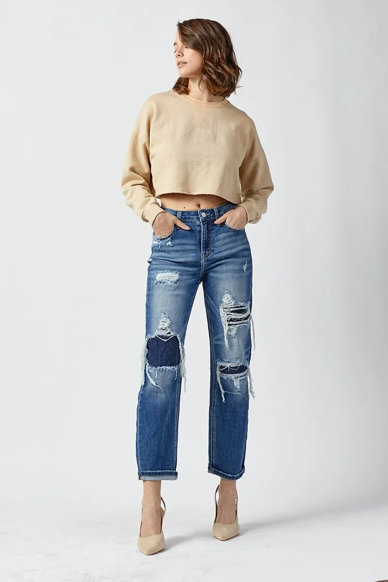 RISEN Straight Patch Jeans
