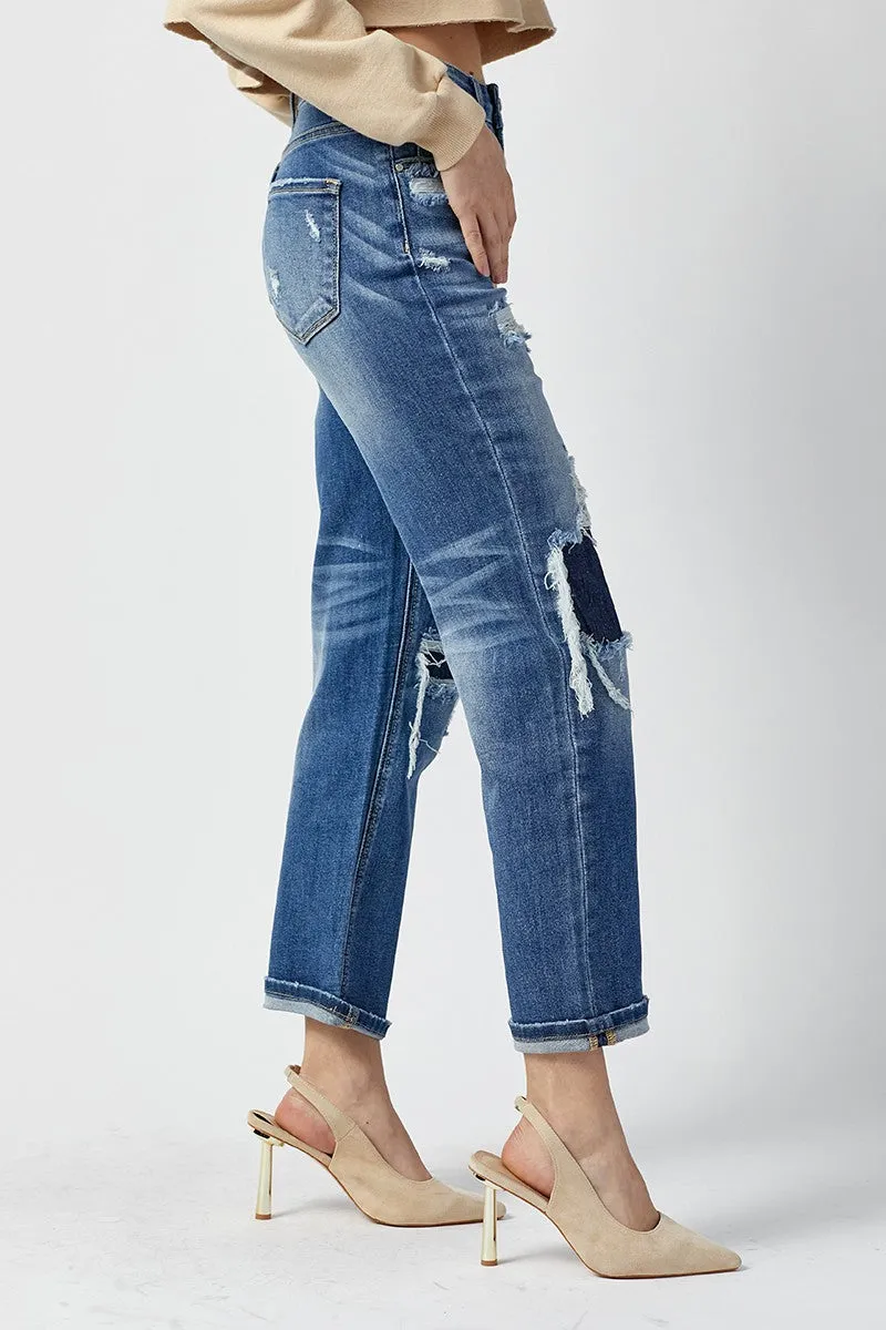 RISEN Straight Patch Jeans
