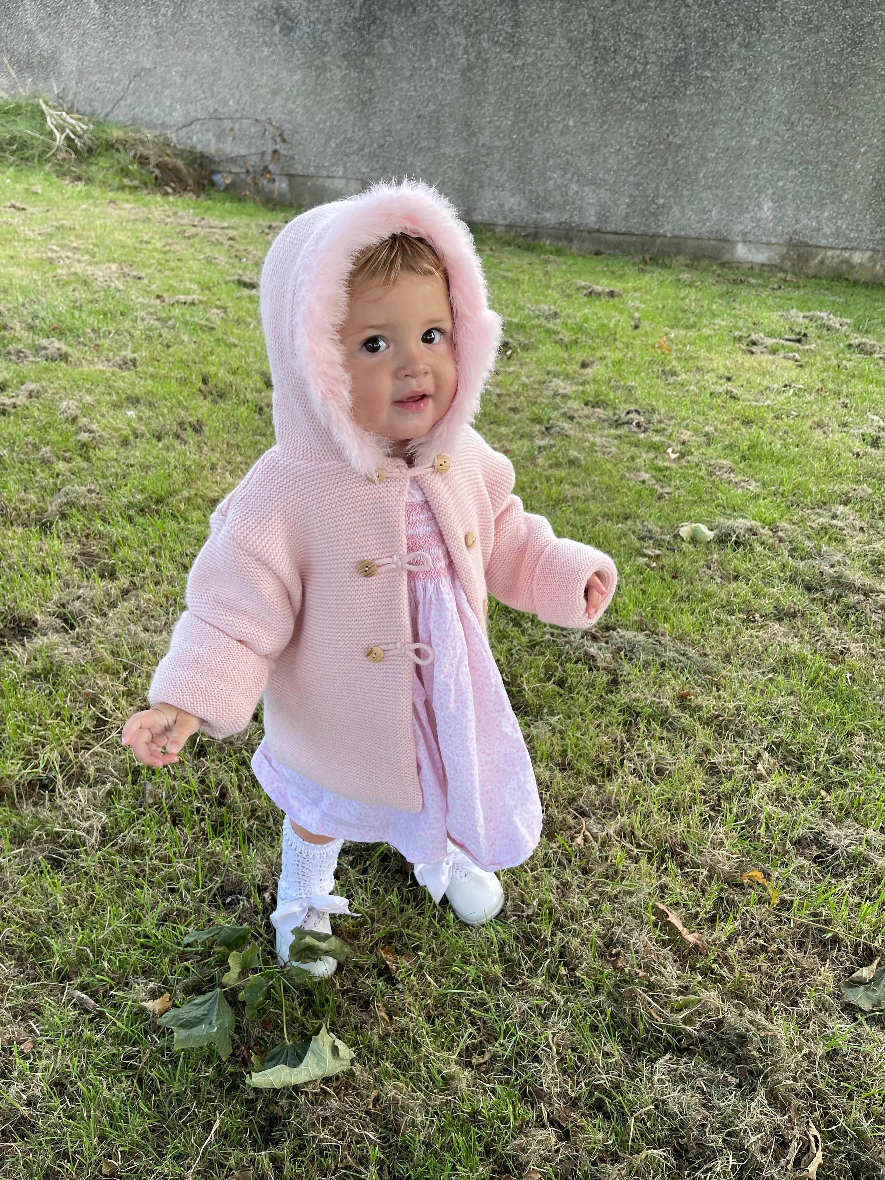 Sardon pink faux fur hooded jacket