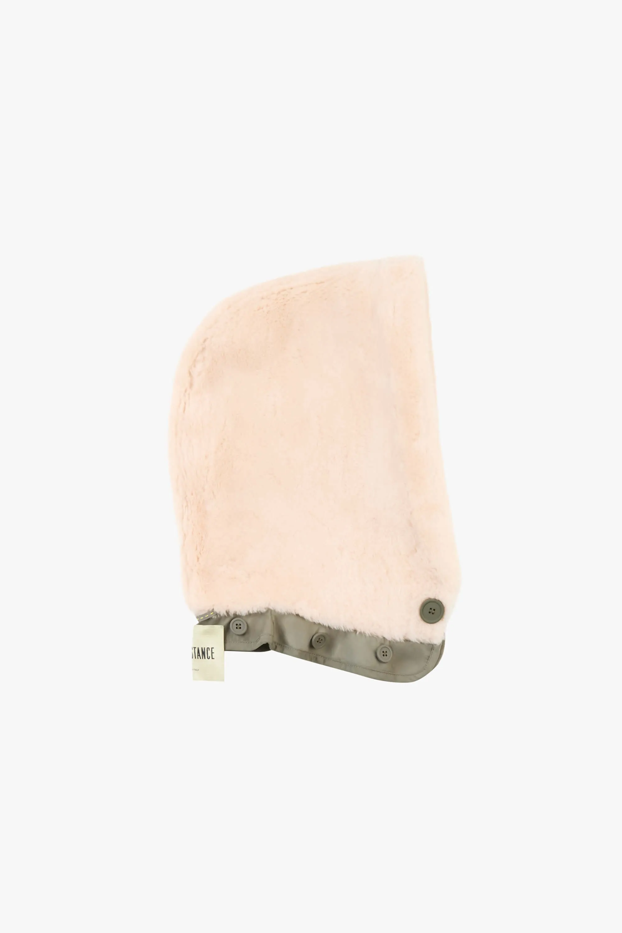 Shearling Close Fit Hood - Dark Olive / Blush