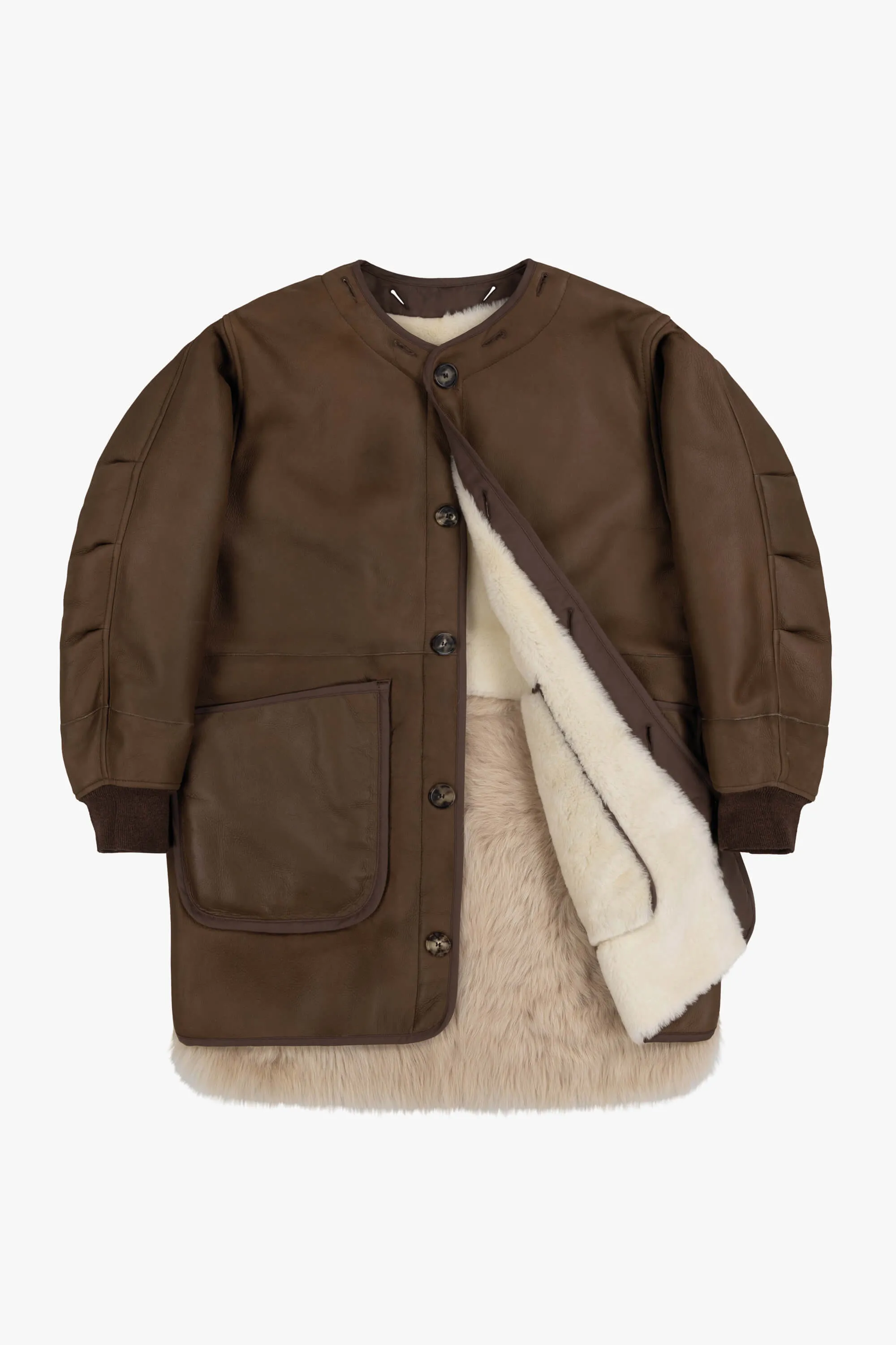 Shearling Coat - Natural / Chocolate