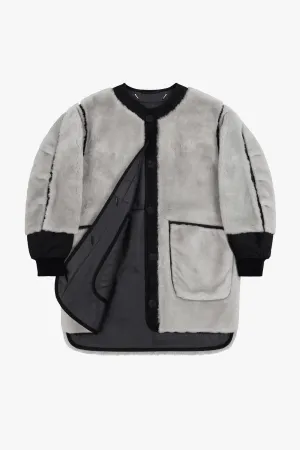 Shearling Coat - Pale Grey / Anthracite