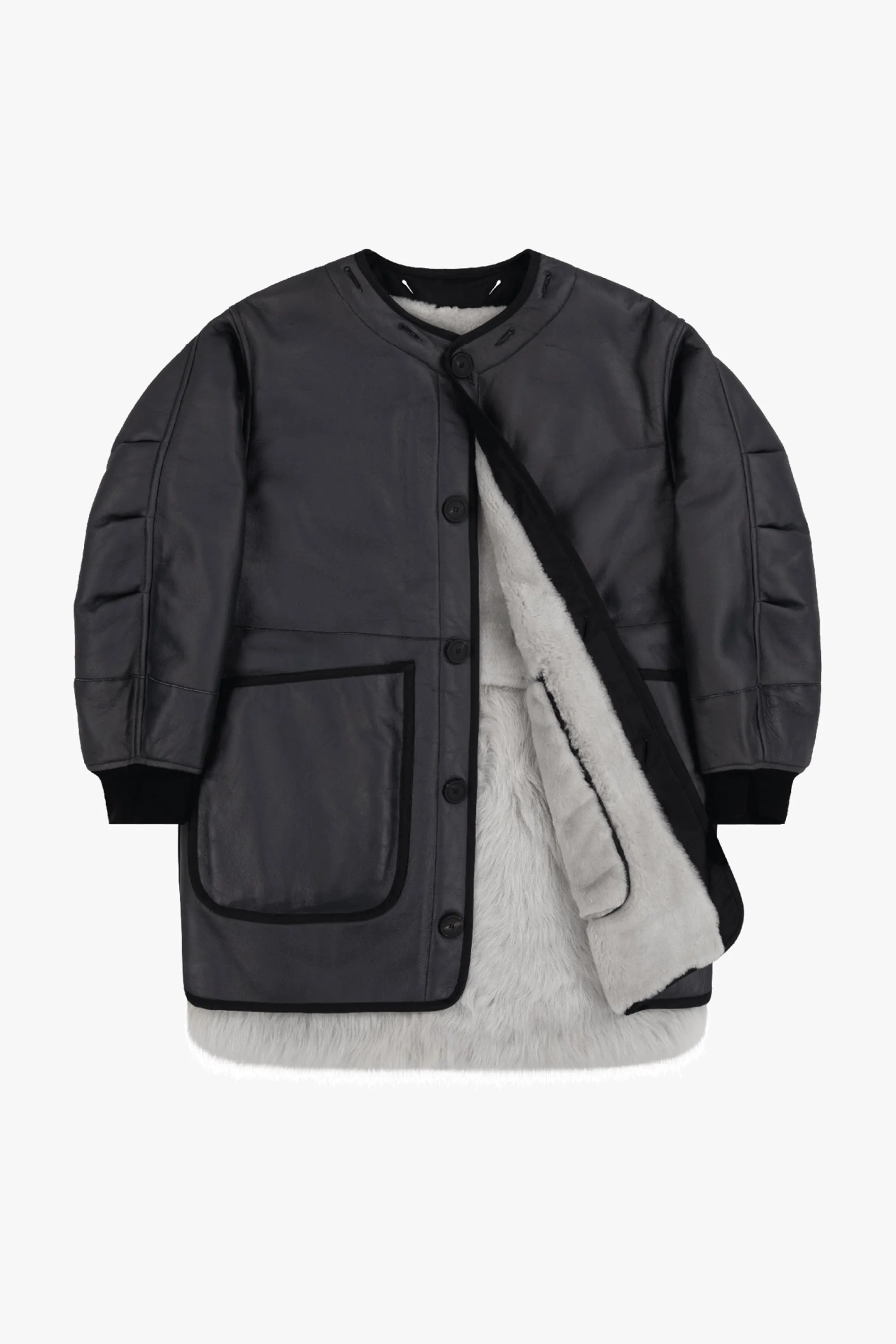 Shearling Coat - Pale Grey / Anthracite