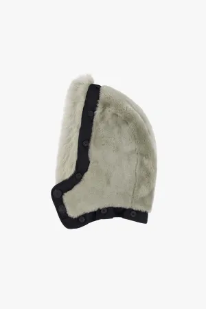 Shearling Quilt Hood - Pale Jade / Natural White