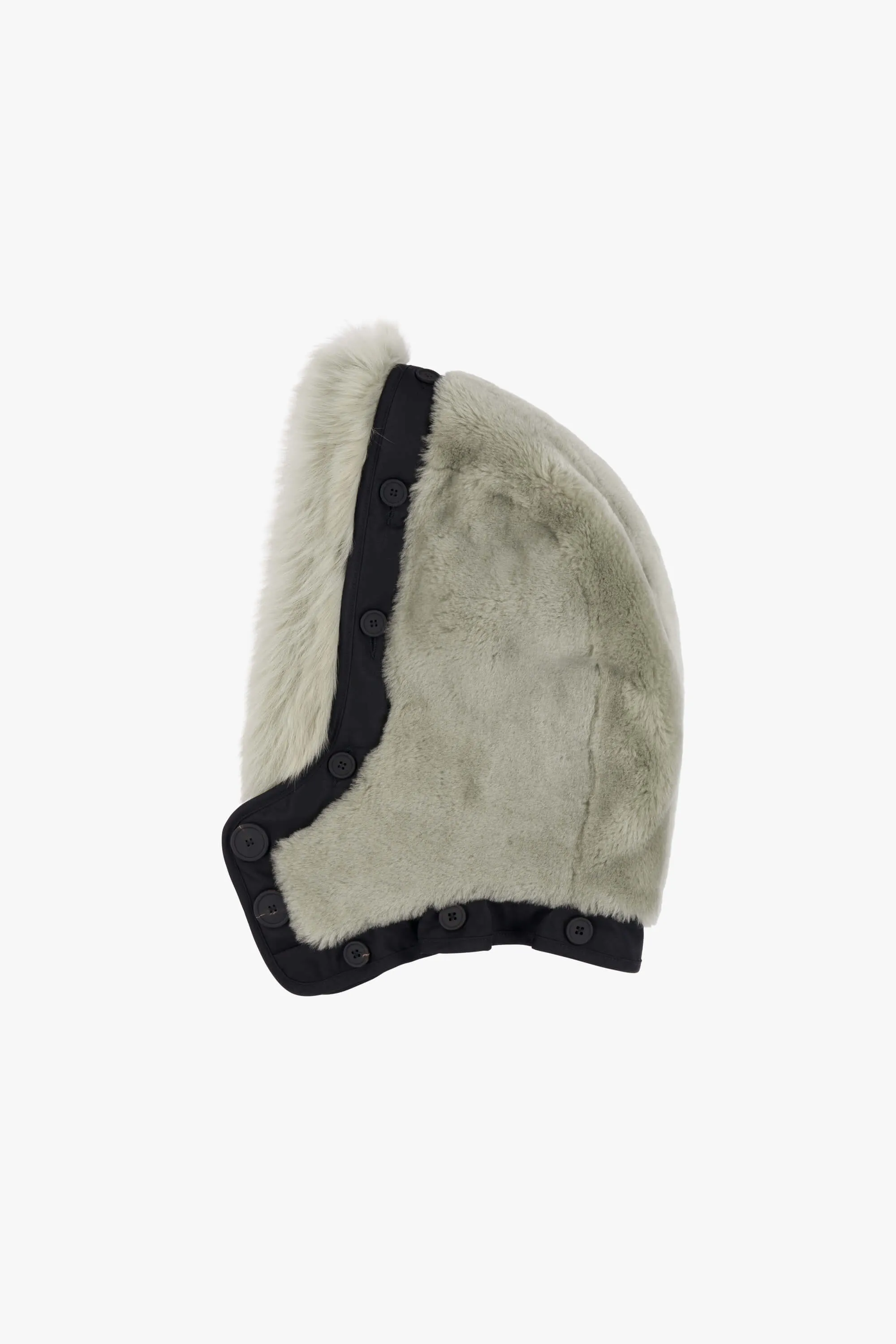 Shearling Quilt Hood - Pale Jade / Natural White