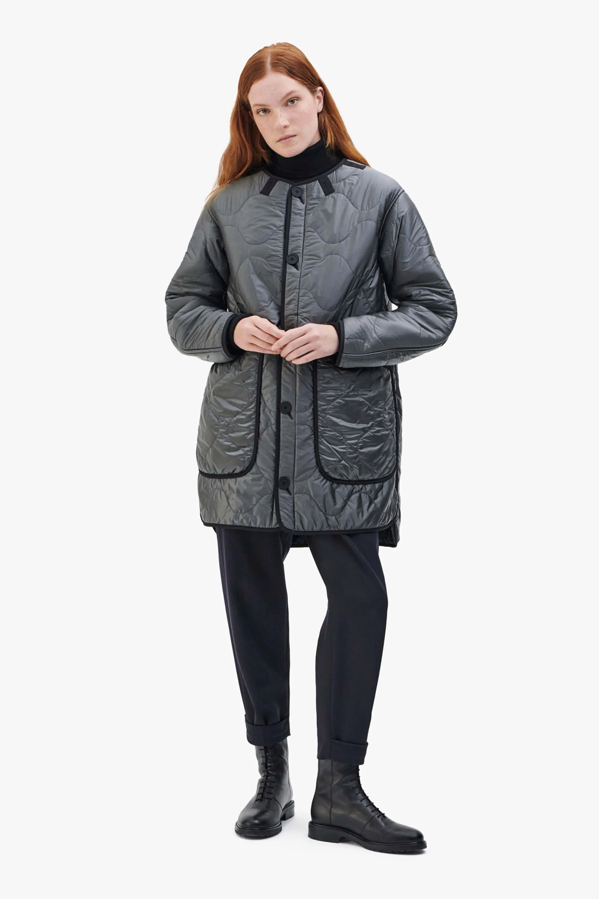 Shearling Quilt Jacket - Black / Anthracite