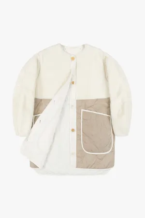 Shearling Quilt Jacket - Stone / White