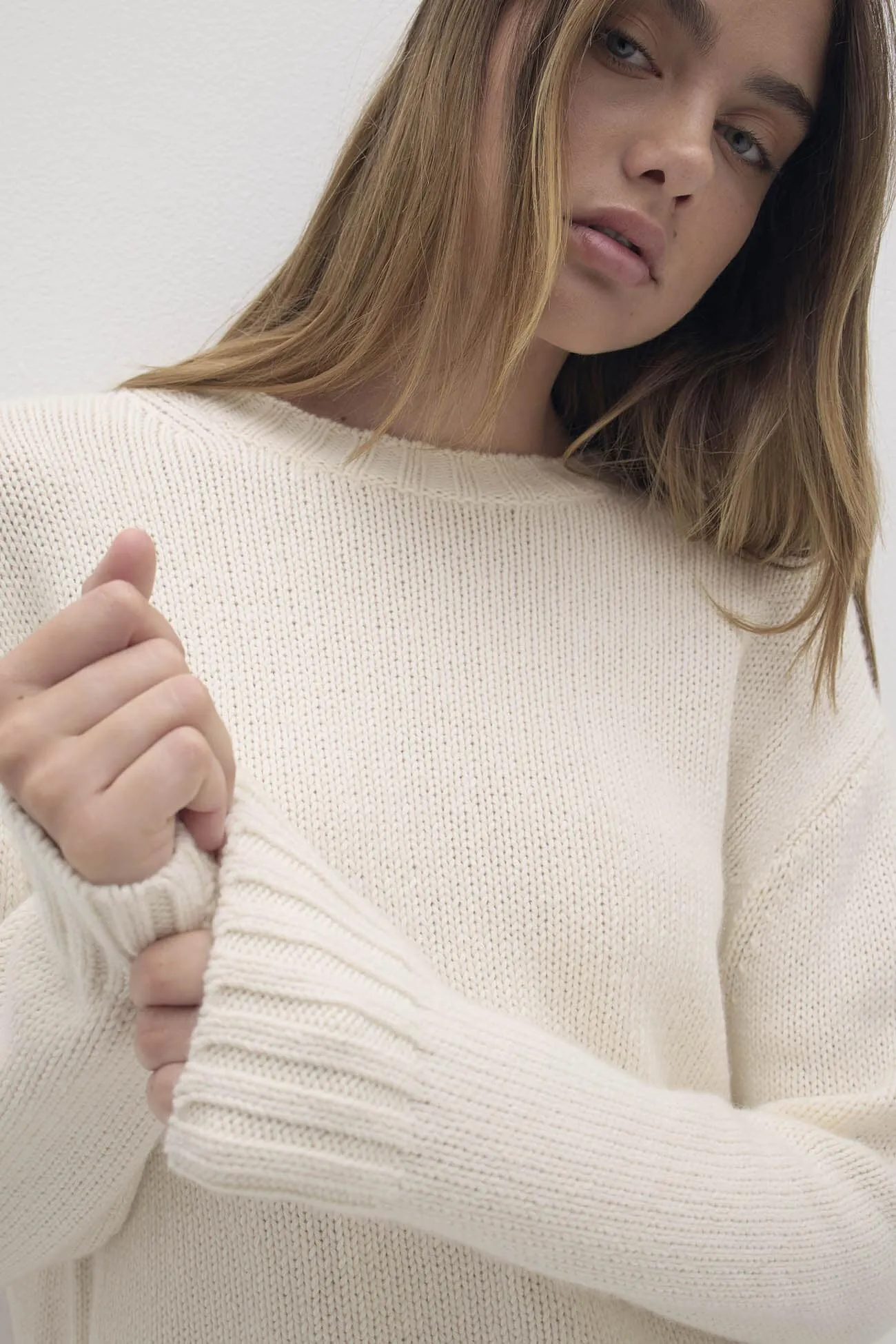 SHELLEY ORGANIC COTTON CASHMERE CREWNECK SWEATER