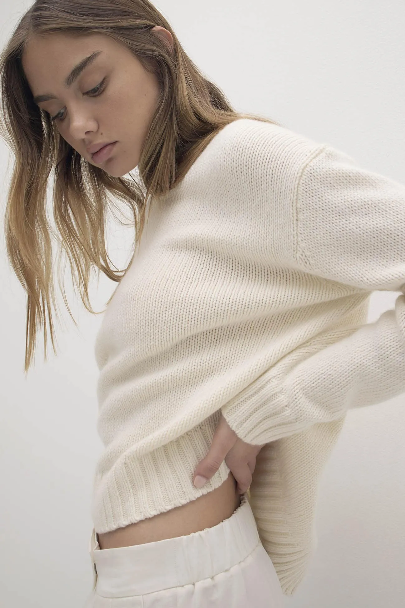 SHELLEY ORGANIC COTTON CASHMERE CREWNECK SWEATER
