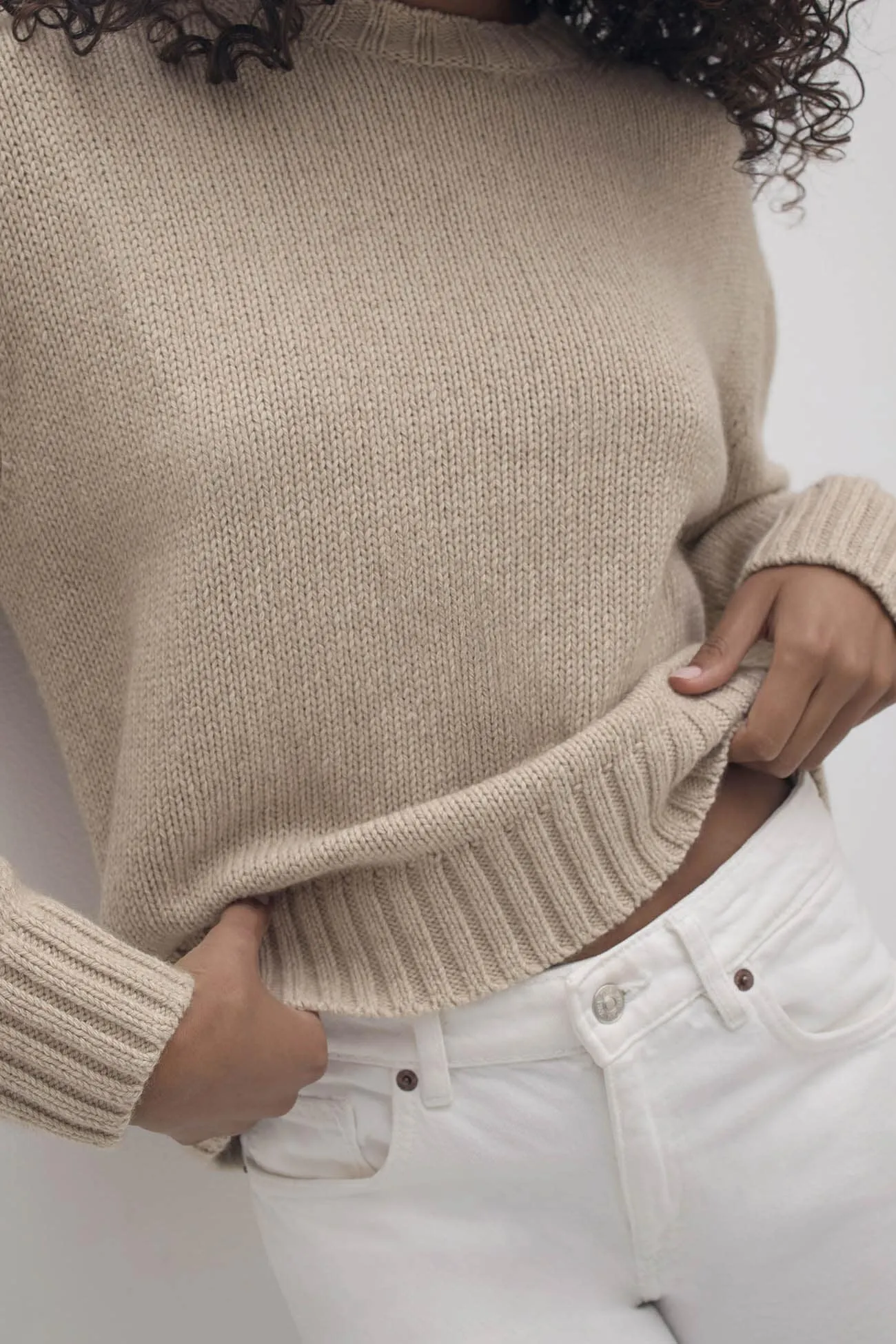 SHELLEY ORGANIC COTTON CASHMERE CREWNECK SWEATER