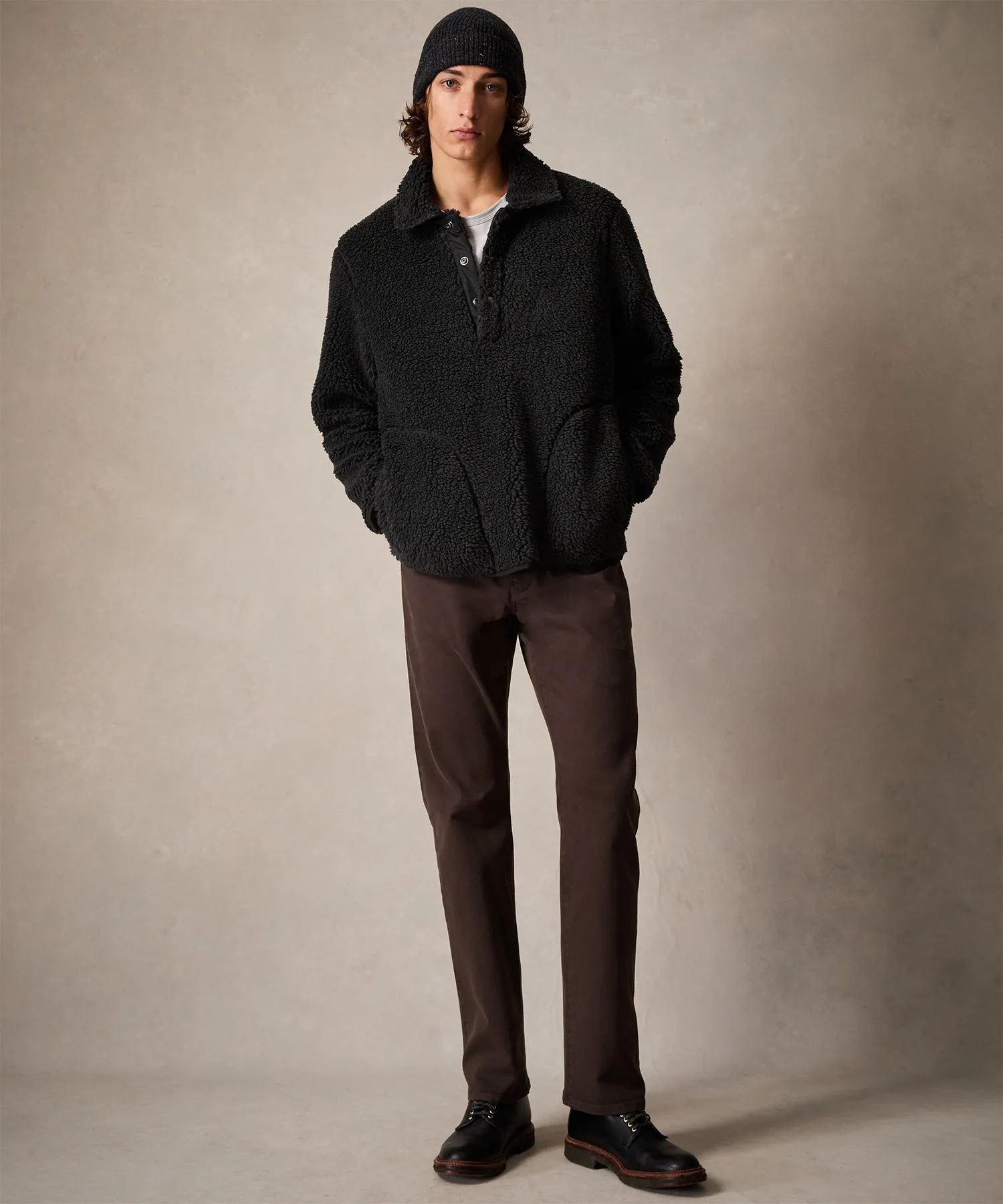 Sherpa Snap Pullover in Charcoal
