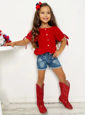 She's a Firework Star Patched Shorts Set