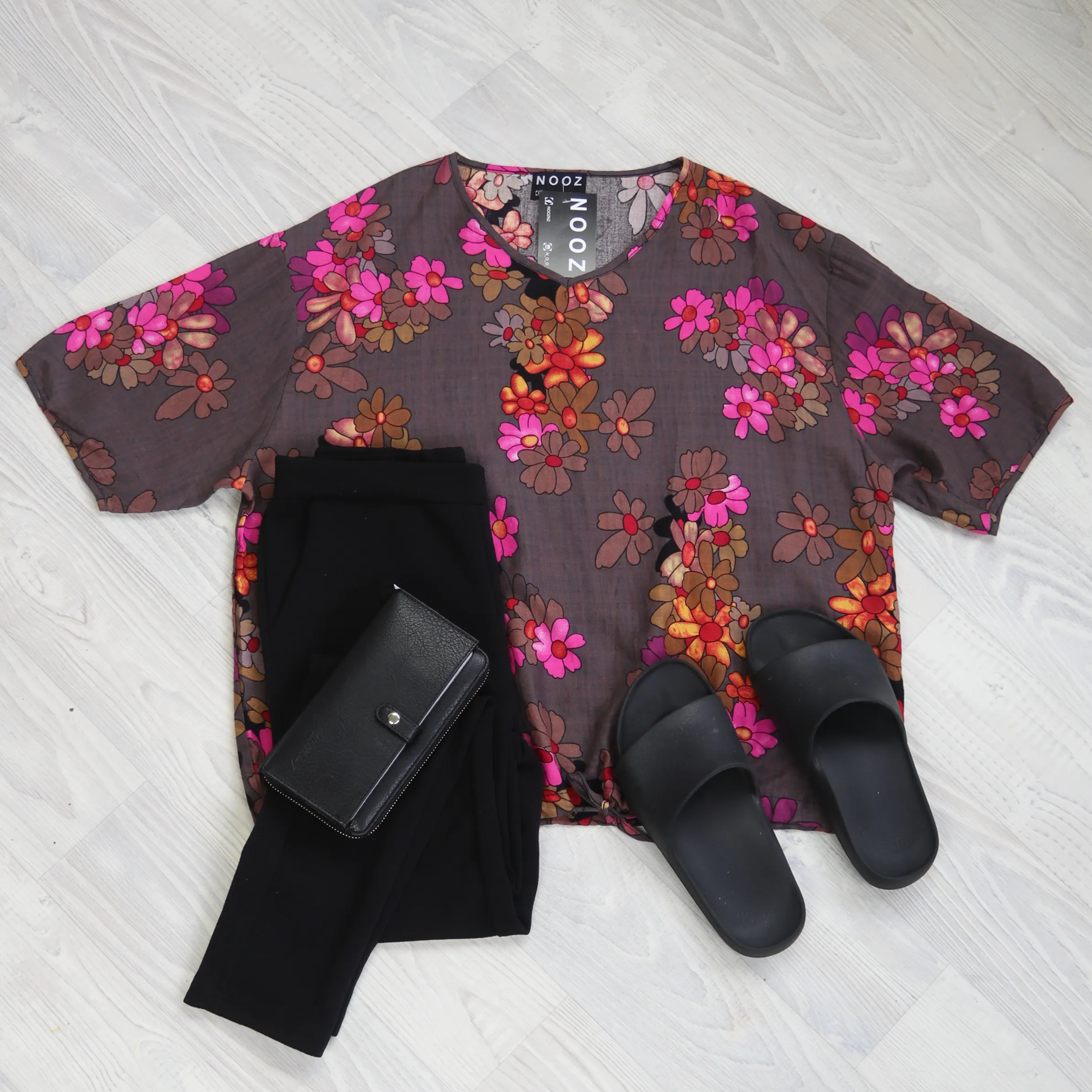 Short Sleeve Verity Tie Top - Hickory Blossom