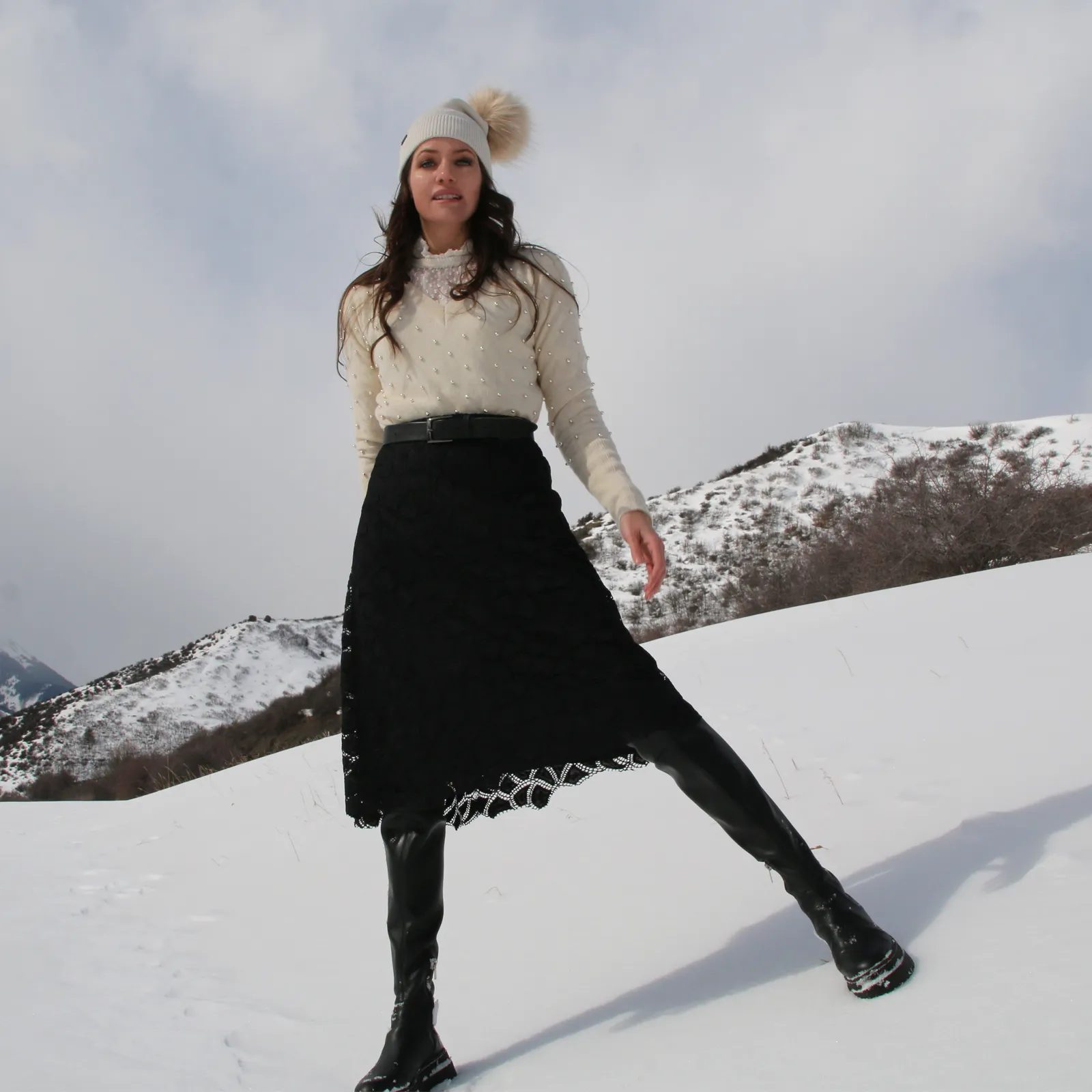 Silver Pearl Embellished Regenerated Italian Cashmere Sweater