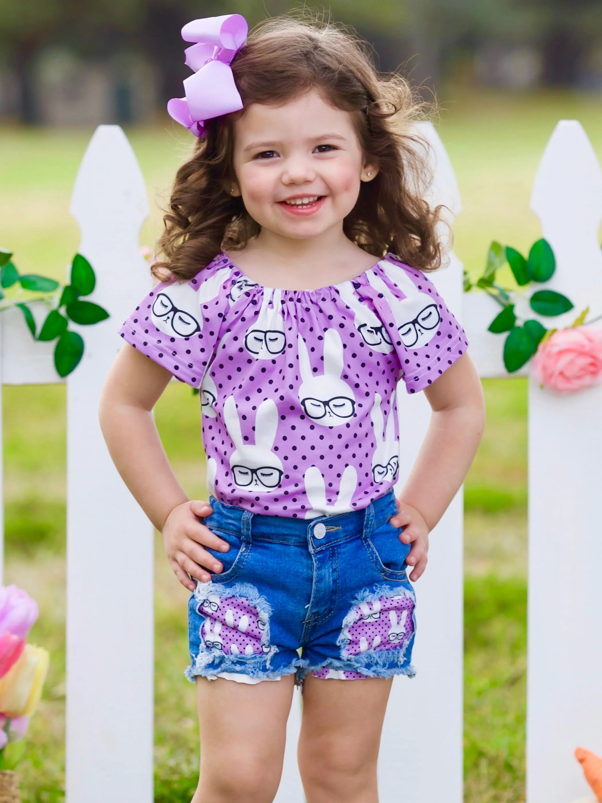 Smart Bunnies Polka Dot Denim Shorts Set